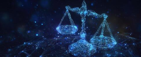 The Digital Representation of Justice with Scales and Technology Elements photo