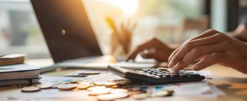 The calculator on a desk assisting in financial decision-making and analysis photo