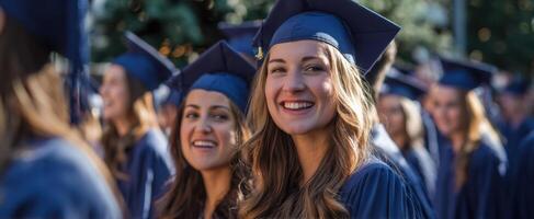 The joyful graduates celebrating their achievements during a sunny graduation ceremony. photo