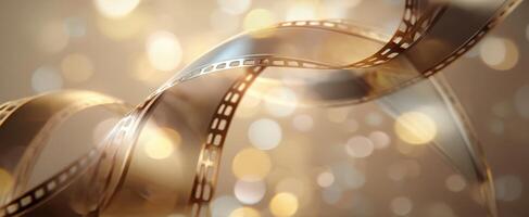 The Captivating Dance of Film Reel with Enchanting Bokeh Lights photo