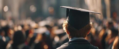 The graduate celebrating a significant milestone in a crowded ceremony photo