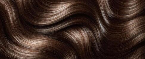 The luxurious brown wavy hair texture showcasing elegance and shine photo