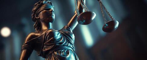The Lady Justice Statue Holding Scales in a Symbolic Representation of Justice photo