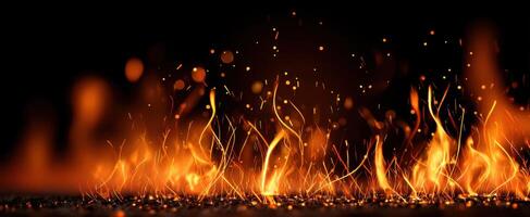 The Dynamic Flames Dancing Against a Dark Background in Radiant Colors photo