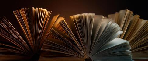 The mesmerizing display of open books inviting knowledge and imagination photo
