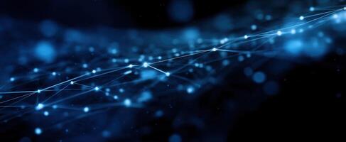 The mesmerizing network of glowing blue particles illustrating technological connections. photo