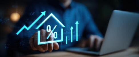 The digital representation of real estate market trends and investment growth. photo