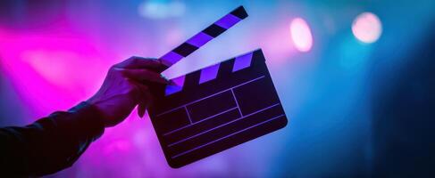 The Clapboard Ready for Action in a Colorful Cinematic Environment photo