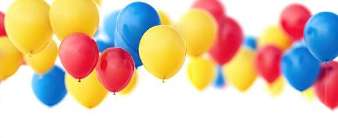 The vibrant celebration of floating balloons in cheerful colors. photo