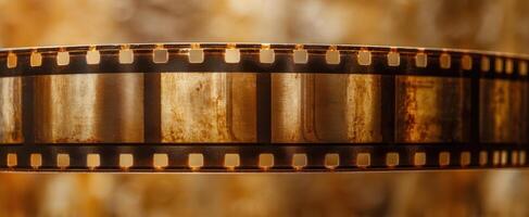 The vintage film strip showcasing a nostalgic cinematic background. photo
