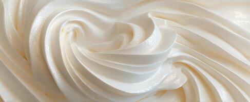 The elegant swirl of creamy frosting showcasing culinary art and texture. photo