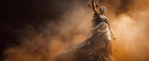 The Sculpture of Justice Standing Tall in Dramatic Lighting photo