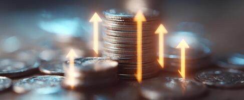 The stack of coins representing economic growth and financial success. photo