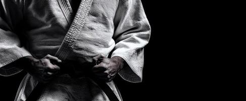 The determined judo athlete preparing for competition with focus and strength. photo