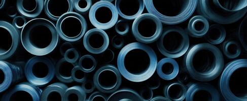 The Circular Composition of Blue Metal Tubes in Abstract Arrangement photo