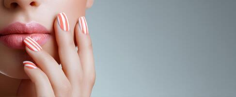 The elegant lips and stylish nails of a modern beauty enthusiast photo
