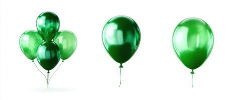 The trio of vibrant green balloons floating joyfully against a clean background photo