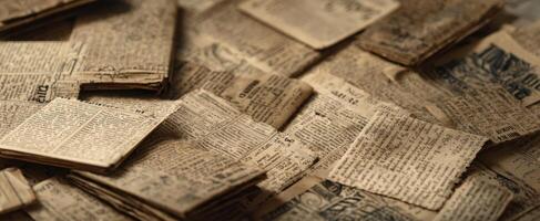 The collection of vintage, handwritten notes and documents on a textured surface. photo