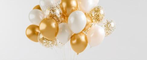The colorful arrangement of shiny balloons for a festive celebration. photo