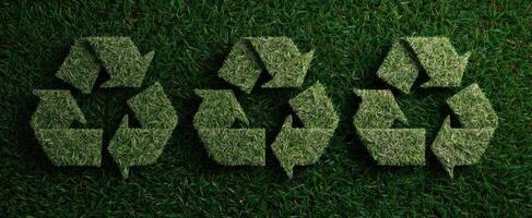 The Grass Recycling Symbols Representing Sustainability and Environmental Consciousness photo