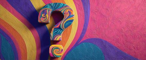 The Colorful Question Mark Against a Vibrant Background Creating Intrigue and Curiosity photo