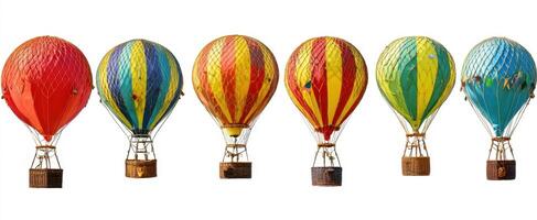 The colorful hot air balloons floating in a clear blue sky. photo