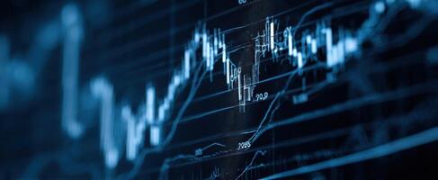 The intricate stock market graph showcasing digital trading trends and analytics. photo