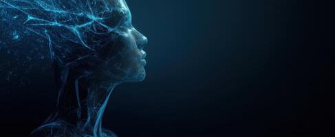 The Abstract Representation of a Female Profile with Digital Connections and Light Effects photo