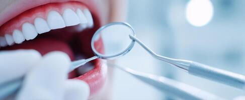 The Dentist's Tools in Action During an Oral Examination of a Patient's Smile photo