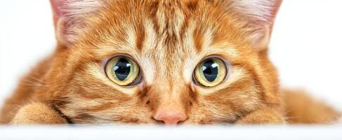 The captivating gaze of a curious, playful ginger cat. photo