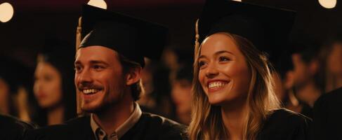 The joyful graduates celebrating their success at a graduation ceremony. photo