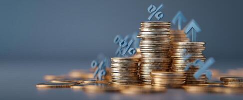 The coins symbolizing financial growth and investment opportunities with upward trends photo