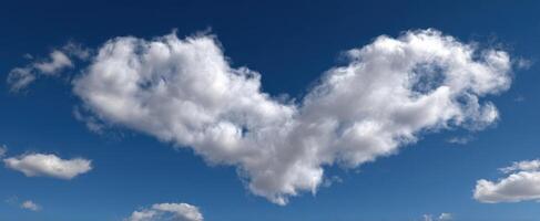 The Heart-Shaped Cloud Against a Bright Blue Sky Offers a Romantic Atmosphere photo