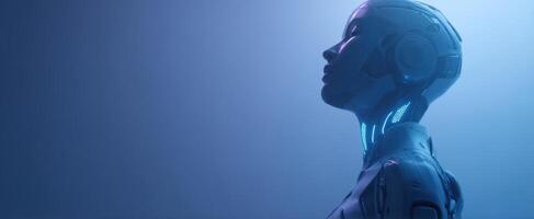 The Futuristic Robot Profile Emphasizing Advanced AI and Technology Aesthetics photo