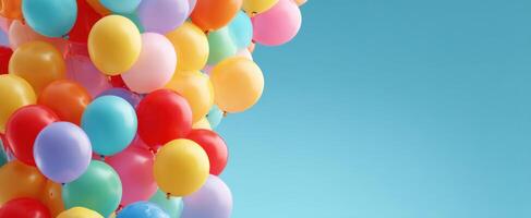 The Vibrant Array of Colorful Balloons Against a Clear Blue Sky photo