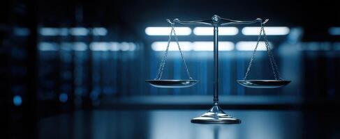 The elegant scales representing justice and balance in a modern setting photo