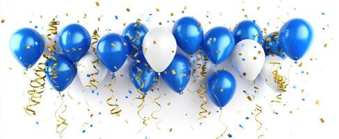The vibrant balloons and confetti celebrating a joyful event or party. photo