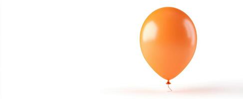 The bright orange balloon standing alone against a white background. photo