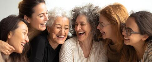 The joyful gathering of women celebrating friendship and laughter together photo