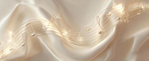 The enchanting melody flowing across shimmering silk fabric background. photo