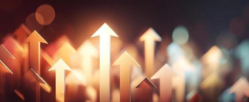 The upward arrows symbolizing growth and success in a dynamic environment. photo