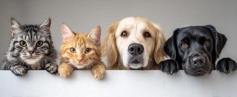 The adorable bond between four pets showcasing their unique personalities. photo