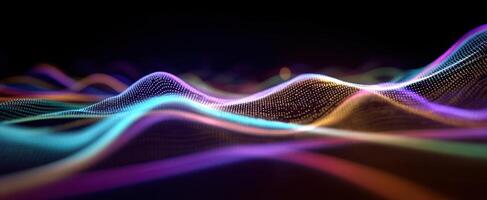 The vibrant waves of colorful digital light in a mesmerizing gradient design. photo