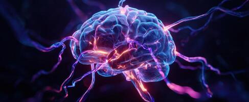 The Brain Illuminated by Electric Neural Connections in a Futuristic Design photo