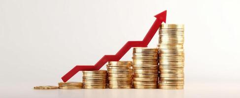 The upward trend of financial growth represented by stacked coins. photo