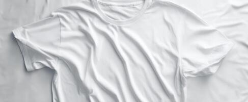 The plain white t-shirt on a smooth surface for fashion branding. photo