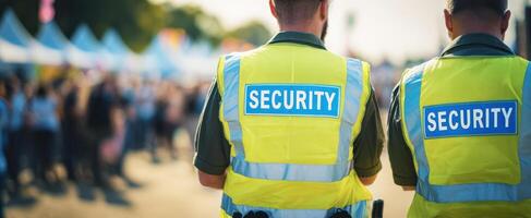 The security personnel ensuring safety at a vibrant outdoor event. photo