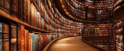 The elegant library showcasing a vast collection of classic literature and history. photo