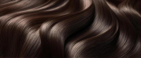 The Luscious Waves of Shiny Brown Hair in Elegant Flow photo