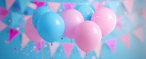 The colorful balloons create a vibrant festive atmosphere for celebration occasions. photo
